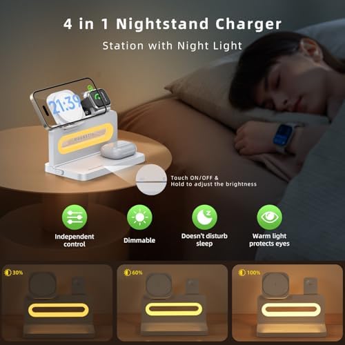 Revolutionize Your Charging Experience with the 3 in 1 Foldable Wireless Charging Station for Apple Devices – Mag Safe-Compatible Dock for i Phone 12-16, Apple Watch, and Air Pods with Built-in Night Light for Effortless Convenience and Speed