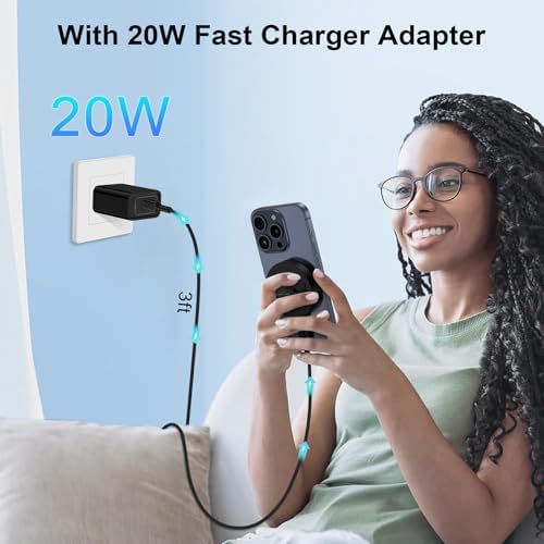 15 W Magnetic Fast Charging Pad for Google Pixel 9, 8 Pro, i Phone 16 & Samsung Galaxy Series – Ultimate Wireless Charger with 20 W USB-C Block and 3 ft Cable, Sleek Design for Home & Travel, Enhanced Safety Features, Quick Charge Your Devices Anywhere