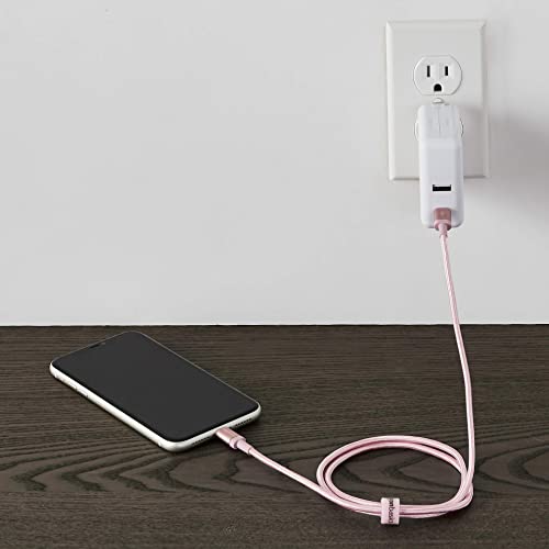 Amazon Basics 6-Foot Nylon Braided USB-C to Lightning Charger Cable – Fast Charging Power for i Phone 14/13/12/11/X/XS Pro/Pro Max/Plus – MFi Certified Durability in Dark Gray – Optimal Performance for Apple Devices on the Go