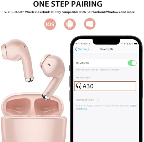 Stylish Pink Wireless Earbuds with Advanced Touch Control – Bluetooth 5.3 Compatibility for Samsung S25/S24 Ultra/S23 FE/S22+/S21 & i Phone 16/15 Pro Max/14 Plus/Pixel 9 XL – Ergonomic Comfort for Extended Listening and Clear Calls