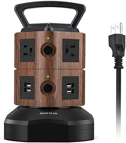 JACKYLED Power Strip Tower Surge Protector with 12 Outlets and 6 USB Ports (2 USB-C) – High-Speed Charging Station with 1050 Joules Protection, 1625 Watts, 6.5 ft Extension Cord for Enhanced Home Office Efficiency and Device Safety JACKYLED Power Strip Tower Surge Protector with 12 Outlets and 6 USB Ports (2 USB-C) – High-Speed Charging Station with 1050 Joules Protection, 1625 Watts, 6.5 ft Extension Cord for Enhanced Home Office Efficiency and Device Safety