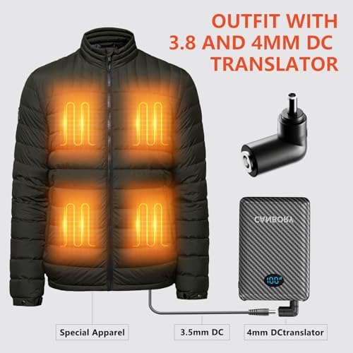 Maximize Your Outdoor Comfort: 2 Pack High-Capacity Heated Jacket Battery with 12000 m Ah Rechargeable Power Bank – Universal DC/USB/Type-C Output for All Heated Apparel and Mobile Devices, Ensuring Warmth and Connectivity on Every Adventure