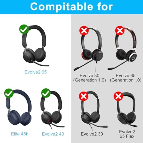 Transform Your Audio Experience with ELZO Premium Earpads for Jabra Evolve2 65, Evolve2 40 & Elite 45 h – Luxurious Protein Leather Cushions for Unmatched Comfort and Superior Noise Isolation, Effortless Installation for Seamless Compatibility and Enhanced Sound Quality, Perfect for Extended Listening Sessions and Professional Use
