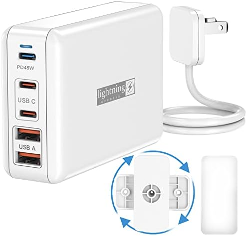 100 W USB-C 5-Port Charging Hub: Premium Fast Charger for i Phone, i Pad, Mac Book & Samsung – Compact Travel Power Station with Flat Plug Design for Space-Saving Efficiency and Universal Device Compatibility