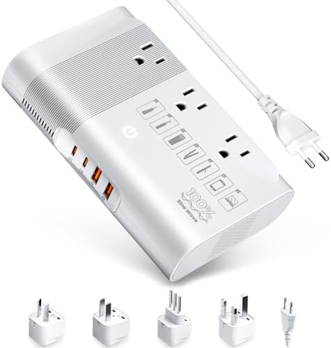 Ultimate 500 W Pure Sine Wave Voltage Converter – Transform 220 V to 110 V for Global Travel – Compact Power Adapter with Dual USB Ports – Optimal Device Protection & Versatile Functionality for International Adventures – Essential for Travelers and Business Professionals