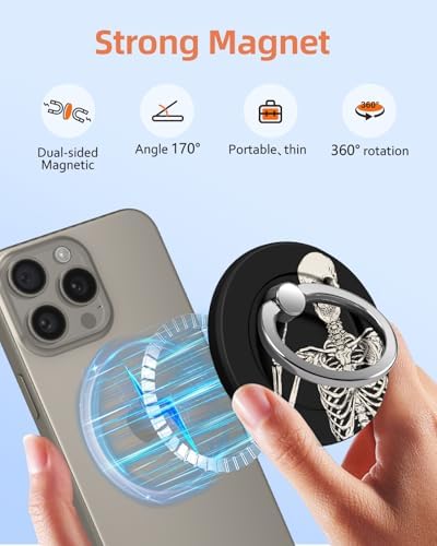 Magnetic Phone Grip Holder for i Phone – Adjustable Mag Safe-Compatible Finger Ring Stand with Fun Designs for Secure Selfies and Video Calls – Lightweight, Durable, and Removable Accessory to Elevate Your Smartphone Experience