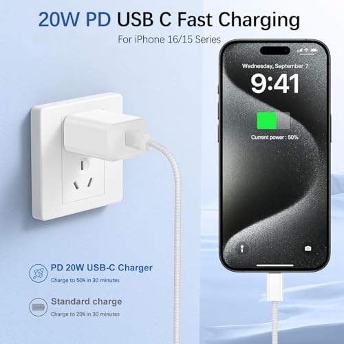 Ultra-Fast 20 W i Pad Power Adapter & 10 FT USB-C Cable Combo – Essential Charger for i Pad Pro, Air, Mini & 10 – Maximize Productivity with Lightning Speed Charging and Extended Flexibility for Apple Devices Experience groundbreaking charging efficiency with our Ultra-Fast 20 W Power Adapter paired with a 10 FT USB-C cable, meticulously designed for seamless compatibility with i Pad Pro (11, 12.9), i Pad Air (5 th/4 th), i Pad Mini 7, and i Pad 10. This compact wall charger delivers rapid power replenishment, ensuring your devices are ready to go in record time. The generous 10 FT cable grants you the freedom to use your i Pad comfortably while charging, whether at home, in the office, or on the move. Crafted from premium materials, this charger is built for long-term durability, making it the ultimate accessory for i Pad users seeking both reliability and performance. Elevate your charging experience today with this indispensable solution that fuses innovative technology with user-centric design.