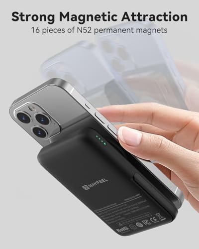 Mayfeel Magnetic Power Bank: Qi2 Certified 15 W Wireless Charger with 30 W Wired Fast Charging, 10,000 m Ah Capacity, and U-Shaped Stand – Perfect for i Phone 16/15/13/12 Series and Qi Devices – Experience Unmatched Efficiency and Convenience
