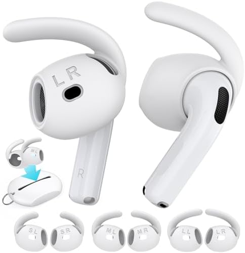 Aha Style Silicone Ear Hooks for Air Pods Pro – 3 Pairs of Anti-Slip Covers with Storage Pouch – Premium Earbud Accessories for Enhanced Comfort and Stability During Activities – Durable, Custom Fit Compatible with Apple Air Pods Pro (White)