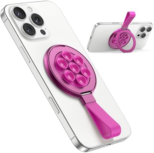 Universal Magnetic Suction Phone Grip by TAURI – 360° Rotating Hands-Free Holder for i Phone 16 Pro Max, i Phone 15, Android & Samsung S25 – Durable Silicone Design for Secure Grip and Enhanced Usability, Perfect for Multitasking and Easy Transport