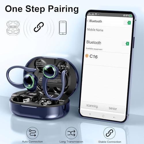 Elevate Your Fitness Experience with Premium Bluetooth 5.4 Wireless Earbuds – 50 Hours of Deep Bass Playback, Advanced ENC Noise Cancellation, and IP7 Waterproof Durability – Ideal for Gym Enthusiasts and Active Lifestyles with Secure Earhooks for Unmatched Comfort and Performance