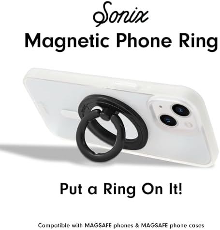 Elevate Your i Phone Experience with the Sonix Magnetic Phone Grip – Stylish Rhinestone Ring Holder for i Phone 12, 13, 14, 15 Series – Effortless 360° Rotation and Secure Mag Safe Compatibility – Sleek Silver/Clear Design for Ultimate Functionality and Fashion
