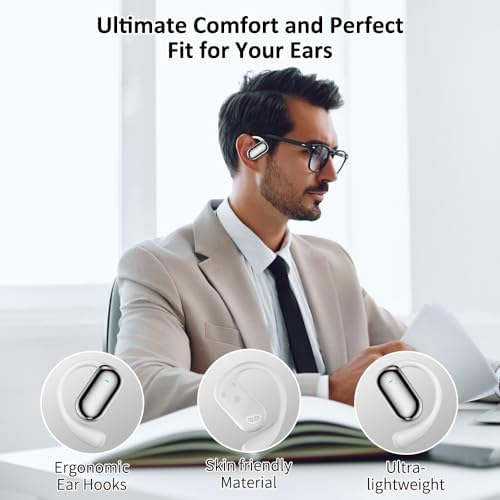 JIECAN V5.3 Open Ear Sport Headphones – Waterproof Bone Conduction Wireless Earbuds with Secure Earhooks & Digital Charging Case – Perfect for Active Lifestyles, Hands-Free Calling, and Daily Use (Black)