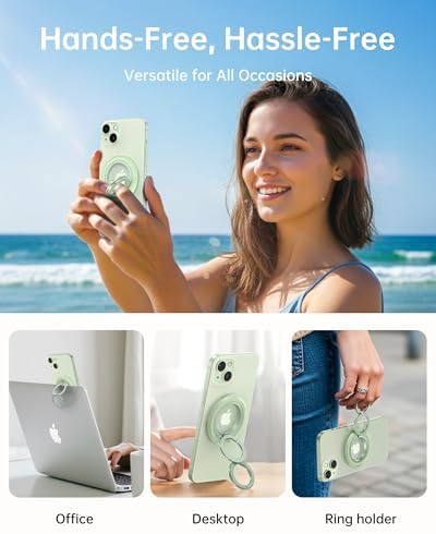 Syncwire Magnetic Phone Ring Holder – Titanium Alloy Kickstand for i Phone 12-16 Pro Max & Compatible Android Devices – Ergonomic Design, Enhanced Mag Safe Stability, Lightweight Grip for Ultimate Hands-Free Convenience