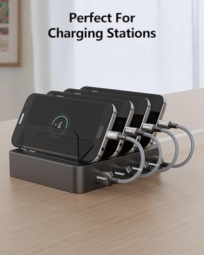 SUNGUY Micro USB Cable 1.5FT, [10-Pack] Short Braided USB 2.0 Micro Android Charger Fast Charging & Data Sync Cord Compatible with Samsung Galaxy S6 S7 Edge Note 5, Tab 4, PS4, Kindle and More – Enhanced Compatibility and Speed