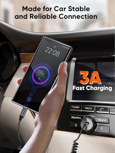 CableCreation Coiled USB C Cable 2Pack, Coiled USB A to USB C Cable for Car Type C Charger Cable for Carplay & Android Auto Compatible with iPhone 16,15, Samsung Galaxy S24 / S23, Pixel, Tablet – Enhanced Compatibility and Speed