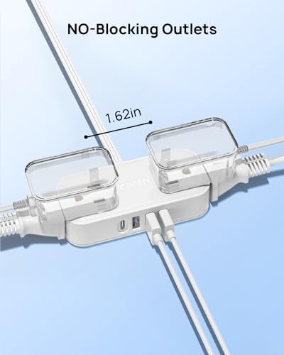 Compact TROND Travel Power Strip with USB Charging Ports – 5 ft Flat Plug Extension Cord for Seamless Device Connectivity in Dorm Rooms and Offices – Essential Travel Adapter for Multiple Outlets and Enhanced Compatibility