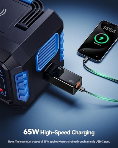 Ruko PD65 W Ga N Fast Charger – Ultra-Compact 3-Port USB-C Wall Adapter for Rapid Charging of i Phone 16/15, Mac Book Pro/Air, Galaxy S24, Pixel & More – Travel-Ready Foldable Design with Universal Compatibility for All Devices, Enhanced Efficiency for On-the-Go Power Needs
