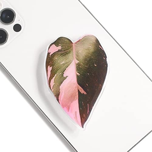 Tropical Leaf Mag Safe-Compatible Collapsible Phone Grip Stand – Chic Acrylic Smartphone Accessory for Optimal Stability and Comfort, Ideal for Hands-Free Viewing and On-the-Go Convenience (Crystallinum Dark)