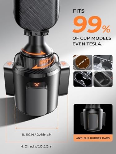 LISEN Enhanced Stability Cup Phone Holder for Car – 360° Rotatable Mount for Safe Hands-Free Navigation in Trucks, Jeeps & More – Compatible with i Phone 16/15/14/13 Pro Max & Samsung S25 – No Shake Design for 4-7” Devices – Ideal Automobile Accessory for Every Driver