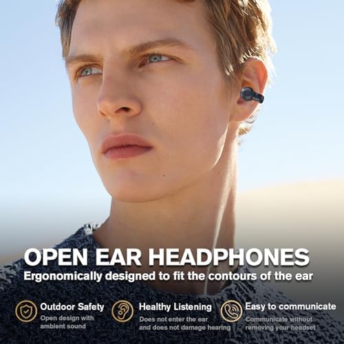 Revolutionary Wireless Clip-On Bone Conduction Earbuds – Open Ear Bluetooth Headphones for Ultimate Comfort and Safety – Waterproof Design for Active Lifestyles – Superior Sound Quality with Seamless Device Compatibility – Ideal for Sports and Outdoor Adventures