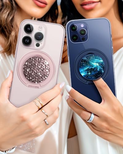 Glamour Pearl Magnetic Phone Grip Holder with Adjustable Kickstand – Ultimate Versatile Smartphone Accessory for i Phone, Android & Kindle – Secure Hands-Free Viewing & Stylish Design – Includes Magnetic Adapter for Effortless Compatibility and Enhanced Usability