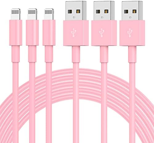 3 Pack 10 FT Apple MFi Certified Lightning to USB Charging Cables for i Phone 12/11/10/X/XR/8 – Fast, Durable, and Flexible Charging Solution for Enhanced Device Usability and Performance