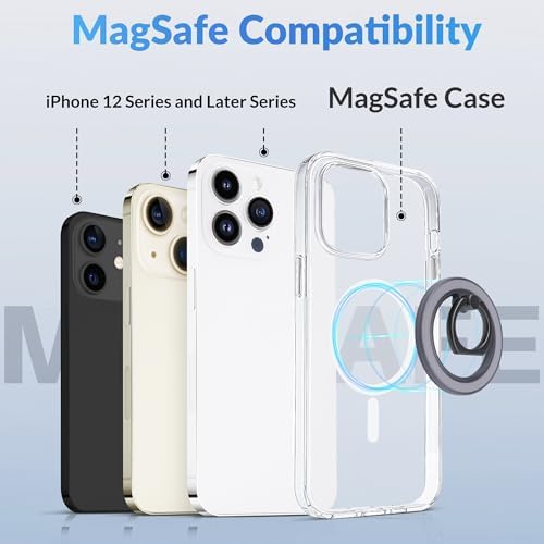 Revolutionary Magnetic Phone Ring Holder for i Phone 12-16 – Enhanced Grip and 360° Flexibility – Black Translucent – Perfect for Mag Safe Cases and Wireless Charging Compatibility – Effortless One-Handed Texting, Hands-Free Video Watching, and Selfie Capturing – Ultimate Stability with Powerful Magnets – Ideal for Everyday Use and On-the-Go Convenience – Transform Your Smartphone Experience with Enhanced Control and Style – Not Suitable for Non-Mag Safe Cases – Elevate Your Mobile Accessory Game Today!