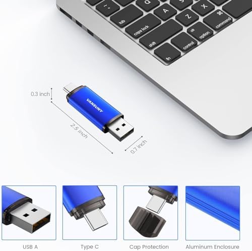 Vansuny 128 GB Type C Flash Drive – Versatile 2-in-1 OTG USB 3.0 & Type C Memory Stick for Effortless File Transfer Across Android, Mac, Tablets & PCs – Compact Dual Thumb Drive with Keychain for On-the-Go Convenience and High-Speed Data Access