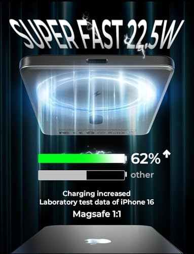 LISEN 0.3-Inch Ultra Slim Mag Safe Portable Charger for i Phone – 5000 m Ah Wireless Battery Pack for Effortless Travel Charging – Essential Magnetic Power Bank Compatible with i Phone 16 Pro Max/15/14/13/12 – Fast Charging, Lightweight Design for On-the-Go Convenience