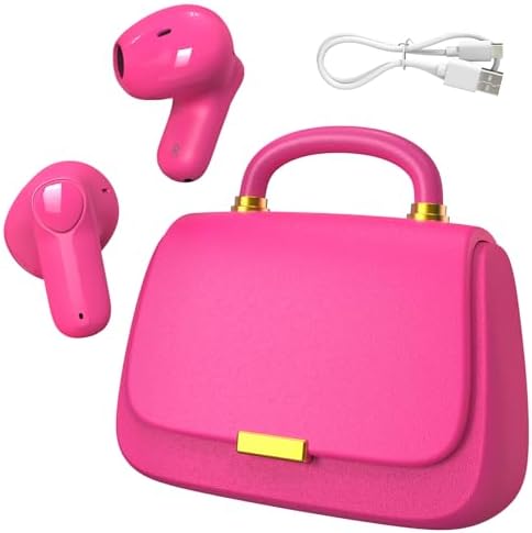Elevate Your Audio Experience with ANCwear Bluetooth 5.3 True Wireless Earbuds – High-Fidelity 13 mm Drivers for Audiophiles, Chic Mini Handbag Charging Case, 22-Hour Playtime in Elegant Classic Pink – Ideal for Professionals and Music Enthusiasts On the Move
