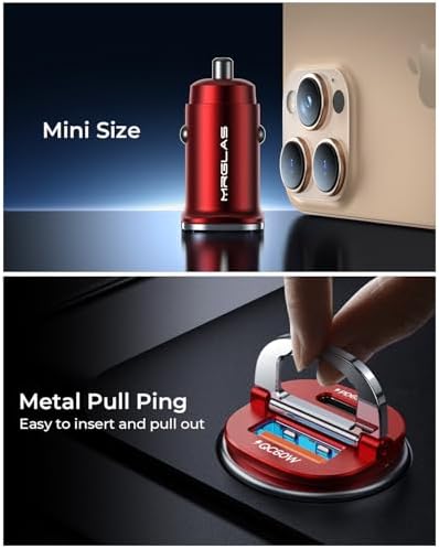 MRGLAS 125 W USB-C Car Charger – Sleek Dual Port Fast Charging Adapter with PD65 W & QC60 W for i Phone 16, 15 Pro Max, Samsung S25 & Mac Book – Compact Metal Design for Optimal Performance on the Go