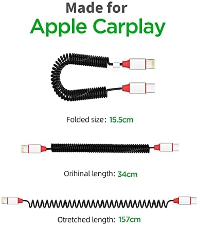 AICase 90 Degree Coiled Lightning Cable – 6 ft Flexible Nylon Charging Cord with Right Angle Design for Enhanced Gaming Experience, LED Indicator for Fast Charge & Data Syncing, Compatible with i Phone XS/XS Max/XR/X/8/8 Plus/7/7 Plus, i Pad Pro & More