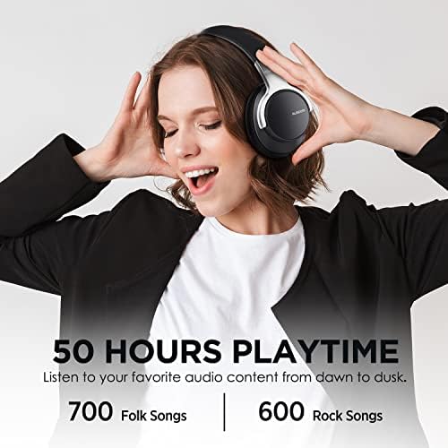 AUSDOM Premium Active Noise Cancelling Over-Ear Bluetooth Headphones – 50-Hour Battery Life for Endless Listening, Rich Deep Bass Performance, Ultra-Comfort Memory Foam Ear Cushions, and Flexible Wired/Wireless Connectivity – Perfect for Travel, Home, and Office Environments