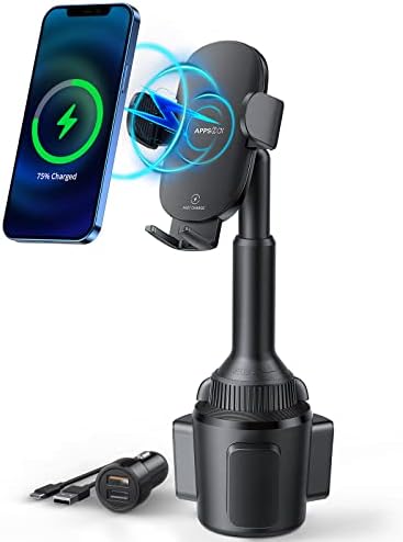 Revolutionary APPS2 Car Cup Phone Holder with 15 W Qi Wireless Charger and QC 3.0 Adapter – Ideal for i Phone 11-16 Series & Universal Devices – Secure Design for Hassle-Free Driving & Fast Charging Convenience
