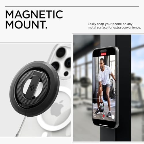 Spigen OM102 Magnetic Phone Holder with Kickstand & Built-in Bottle Opener – Dual-Sided Magnet Accessory for i Phone 16/15/14/13/12 Series – Sleek Black Design for Ultimate Versatility and Convenience