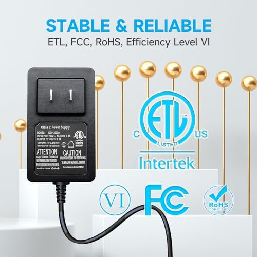 Universal 12 V 3 A Power Supply Adapter – 36 W ETL Certified AC/DC Charger with 8 Interchangeable Tips for Versatile Device Compatibility – Ideal for LED Strip Lights, CCTV Cameras, Printers, and Routers with 6 ft Cord for Enhanced Flexibility and Fast Charging Solutions