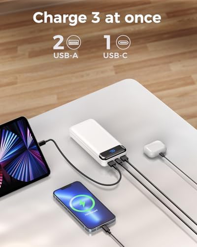 Ultra High-Capacity 40000 m Ah Portable Power Bank with PD 30 W & QC 4.0 Fast Charging – Versatile USB-C & USB-A Outputs, Dual Input Ports, Sleek Pink Design for i Phone 15, 14, 13 & More – Perfect for Travel and Daily Use