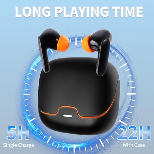Experience Premium Audio with Bluetooth 5.3 Wireless Earbuds – Enhanced ENC Noise Cancelling for Crystal-Clear Calls, 22-Hour Playtime, Touch Control for Effortless Operation, Deep Bass Performance – Perfect for Active Lifestyles, Workouts, and Daily Commutes, Compatible with Android & i OS – Sleek Black Design for Professionals on the Go