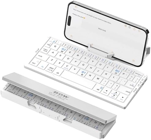 Ultra-Lightweight Foldable Bluetooth Keyboard with Magnetic Stand | Premium Aluminum Alloy Mini Keyboard for Tablets, i Pads & Smartphones | Rechargeable Travel Companion for Effortless Typing Anywhere | Whisper-Quiet Keys for Distraction-Free Work | Enhanced Compatibility with i OS, Android & Windows Devices