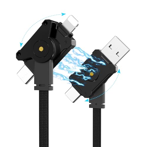 Portable 4-in-1 Magnetic USB Charging Cable for Travelers – 60 W Fast Charging Nylon Braided Data Cord with Type C/L Connectors, Compact 20 cm Length for Maximum Convenience and Durability – Essential Multi-Device Charger for Tech Enthusiasts and Busy Professionals