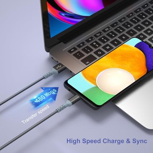 Excgood 10 ft Adaptive Fast Charging Wall Charger & USB C Cable – Dual Pack for Galaxy S25/S24/S23 Ultra, Android Phones – High-Speed Power Delivery & Extended Reach, Durable Black Design – Ultimate Charging Solution for On-the-Go Users