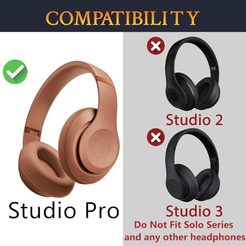 Elevate Your Audio Experience with SOULWIT Deep Brown Replacement Earpads for Beats Studio Pro Wireless Headphones – Luxurious Protein Leather Cushions with Advanced Noise Isolation Foam for Unmatched Comfort and Enhanced Sound Quality