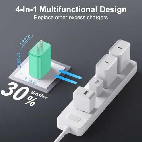 High-Speed USB C Charger Block 3-Pack – 40 W 4-Port Power Adapter for Quick Charge & Power Delivery, Compatible with i Phone 16/15/14/13/12/11/Pro Max & Tablets, Compact Wall Plug for Efficient Multi-Device Charging – Optimal Safety Features & Sleek Design