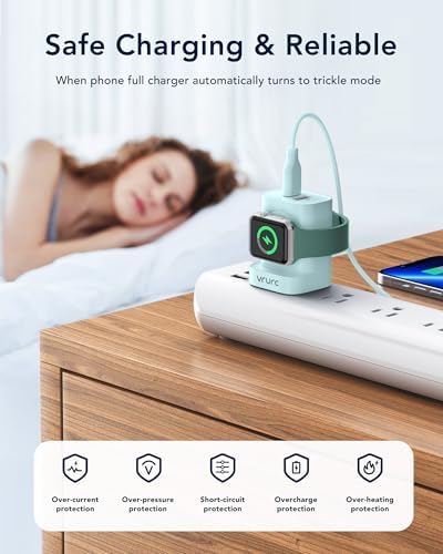 VRURC Portable Wireless Magnetic Charger for Apple Watch – 3-in-1 Travel Essential with PD 20 W Fast Charging, Compatible with i Phone 16/15/14/13 & Android Devices – Lightweight Design in Stylish Purple for Ultimate Convenience