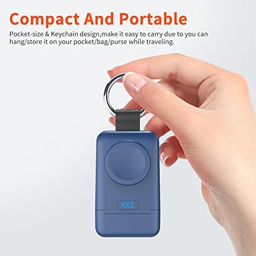 Compact Magnetic Wireless Power Bank for Apple Watch – HUOTO 1400 m Ah Travel Charger with Keychain Attachment for Series 9/8/7/6/SE/5/4/3/2/1/UItra/UItra 2 – Fast, Reliable Charging On-the-Go