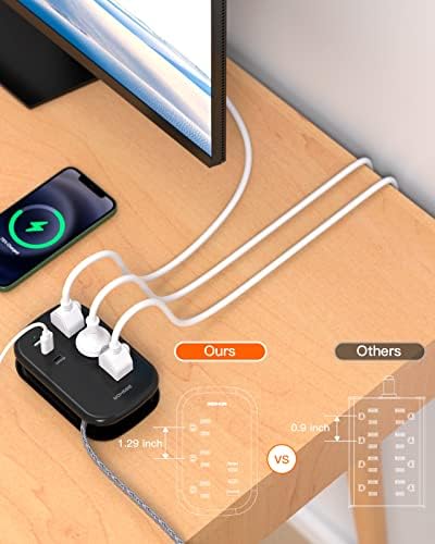 BESHON Ultra Flat USB C Travel Power Strip – Versatile 3 AC Outlets & 3 USB Ports (2 USB-C) with 3.2 ft Tangle-Free Extension Cord for Seamless Charging on Cruise Ships & Travel – Essential Compact Power Solution in Grey for On-the-Go Connectivity and Device Protection