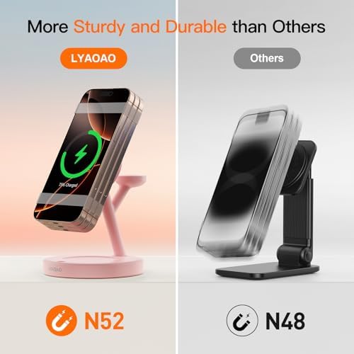 2025 US Edition 3-in-1 Wireless Charging Station for Apple: High-Speed 15 W Mag-Safe Charger Dock for i Phone 16/15/14/13/12, Air Pods, and Apple Watch – Superior Compatibility and Fast Charging Solution