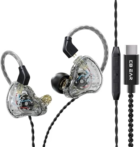 KBEAR KS1 Premium Wired Earbuds with Microphone – Superior In-Ear Monitors for Rich Deep Bass & Hi-Fi Stereo Sound – Noise-Isolating Design with Tangle-Free Removable Cord – Ergonomically Crafted for Comfort & Enhanced Device Compatibility in Workouts and Daily Use