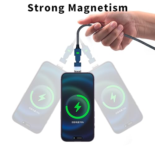 Revolutionize Your Charging with the 100 W USB C Magnetic Charger Cable – 180° Rotating Design for Hassle-Free Power & Data Transfer (2 Pack: 4 ft & 6.6 ft) – Compatible with i Phone 16/15/14/13, i Pad, Mac Book Pro, Galaxy S22 – Fast Charging & 480 Mbps Data Transfer for Enhanced Device Performance – Durable & Tangle-Free Solution